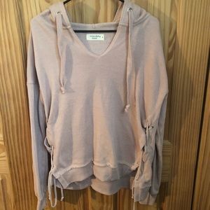 V-Neck Side Lace Up Hoodie